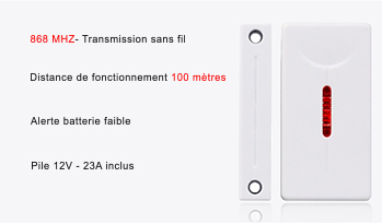 Détecteur ouverture sans fil 868 mhz pour alarme MFprotect Détecteur ouverture sans fil 868 mhz pour alarme MFprotect